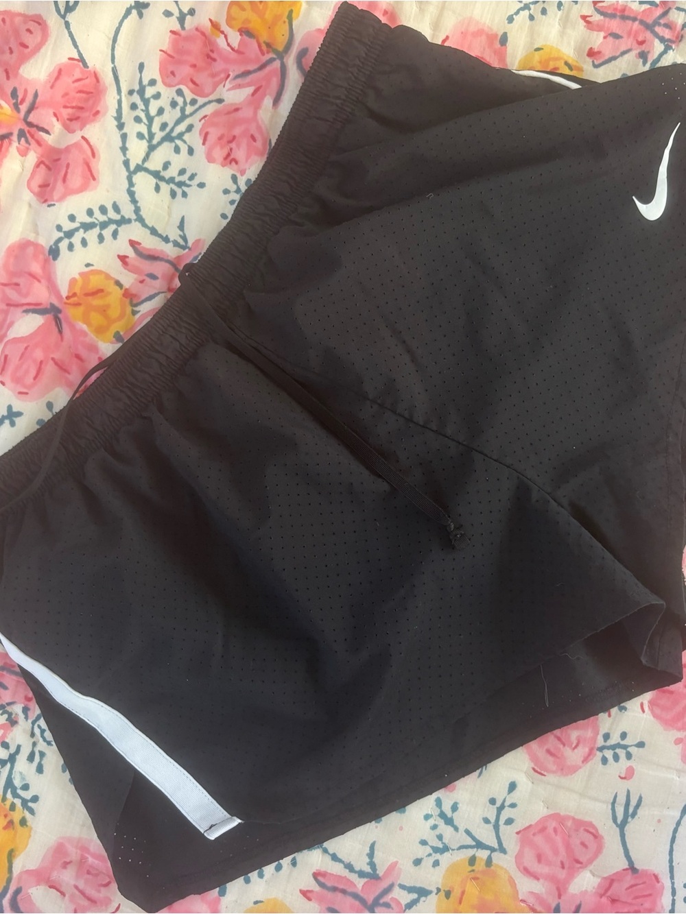 Nike Black Dri-FIT Athletic Shorts with White Swoosh